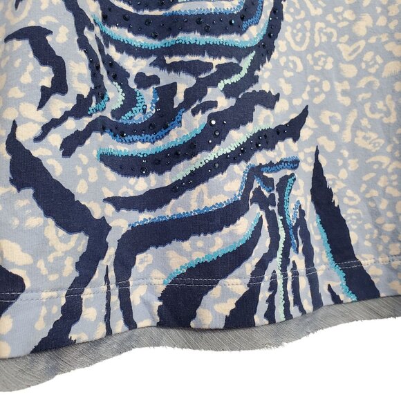 Zenergy Chicos 3 Size XL Top Sparkly Bead Lace Embellished Animal Print Stretch - Picture 11 of 12